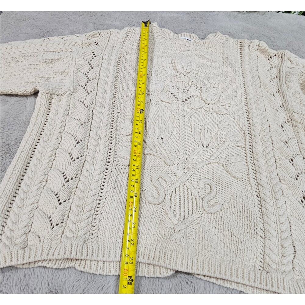 DKNY Cable Knit Sweater, Vintage 1990's Y2K  Handknit, 100% Cotton, Womens Sz M - Picture 9 of 10